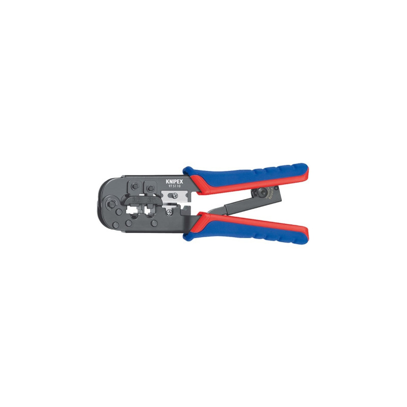 KNIPEX Crimpzange 97 51 10(blau/rot, für RJ-11/12 und RJ-45-Stecker)