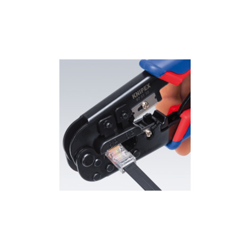 KNIPEX Crimpzange 97 51 10(blau/rot, für RJ-11/12 und RJ-45-Stecker)