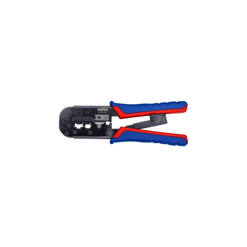 KNIPEX Crimpzange 97 51 10 SB(blau/rot, RJ-11/12 und RJ-45-Stecker)