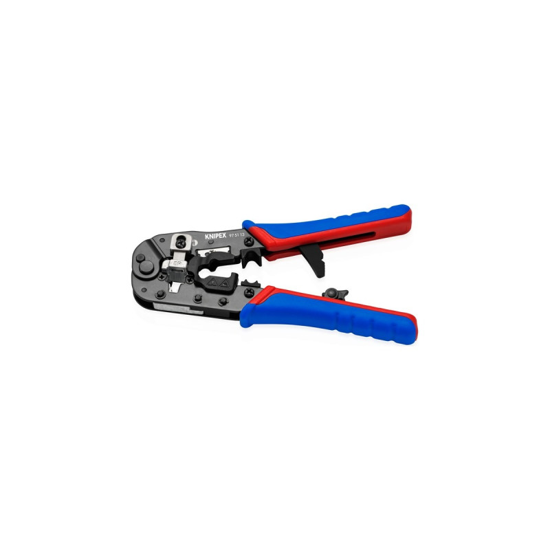 KNIPEX Crimpzange 97 51 13 für Westernstecker(blau/rot, für RJ-45-Stecker)