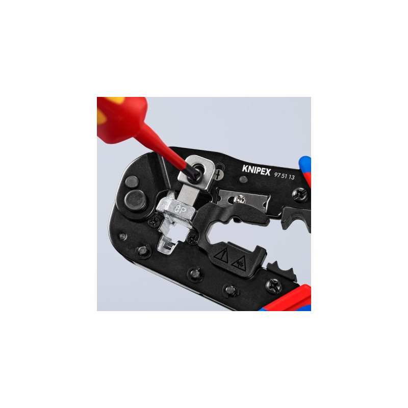 KNIPEX Crimpzange 97 51 13 für Westernstecker(blau/rot, für RJ-45-Stecker)