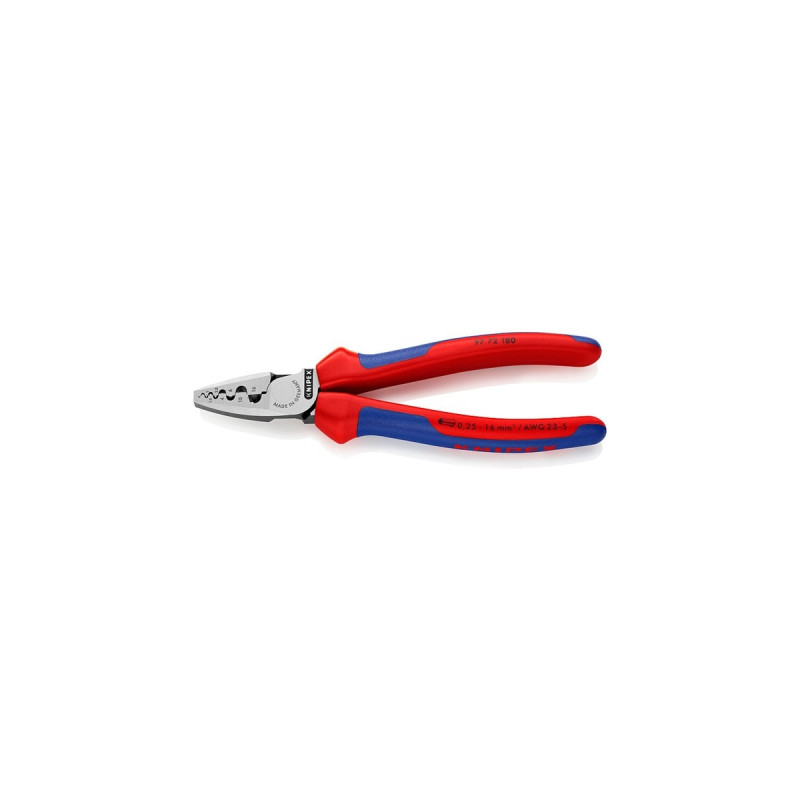 KNIPEX Crimpzange 97 72 180(für Aderendhülsen 0,25 bis 16mm²)