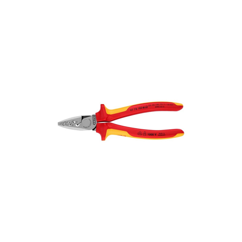 KNIPEX Crimpzange 97 78 180(für Aderendhülsen 0,25 bis 16mm², VDE)