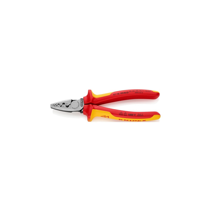 KNIPEX Crimpzange 97 78 180(für Aderendhülsen 0,25 bis 16mm², VDE)