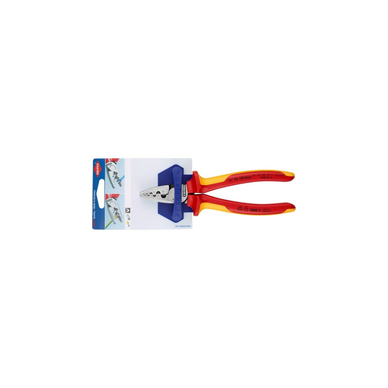 KNIPEX Crimpzange 97 78 180(für Aderendhülsen 0,25 bis 16mm², VDE)