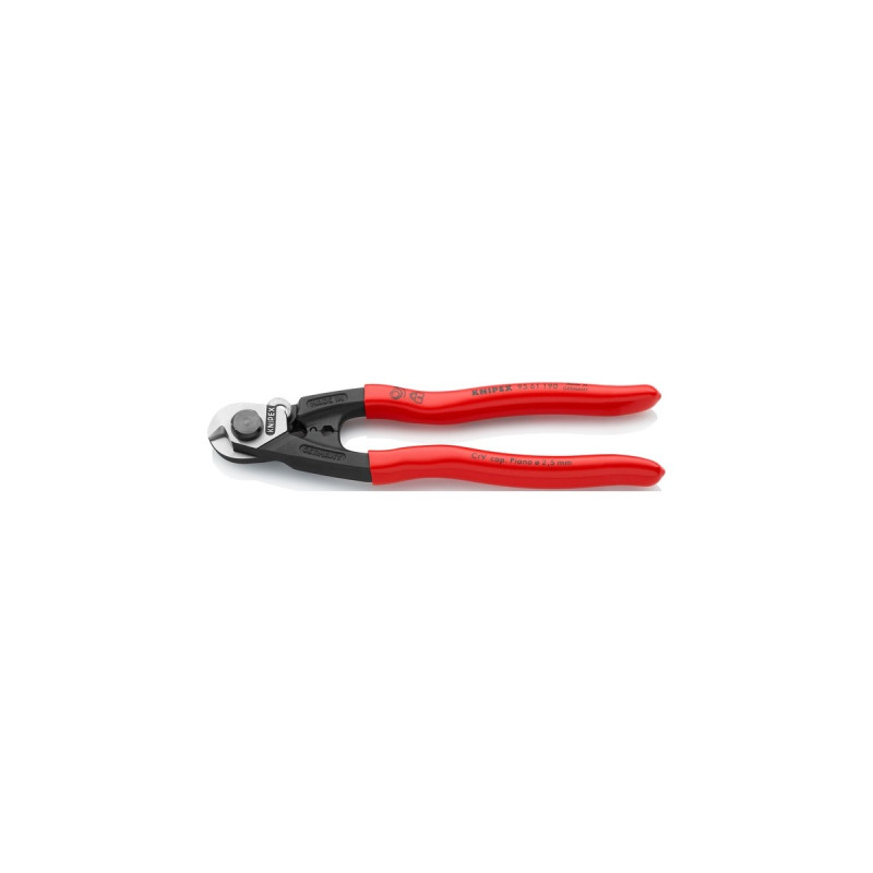 KNIPEX Drahtseilschere 95 61 190 , Schneid-Zange(mit zwei Pressprofilen für Endhülsen)