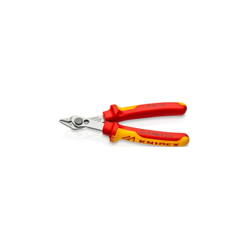 KNIPEX Electronic Super Knips 78 06 125, Elektronik-Zange(rot/gelb, mit Öffnungsfeder und Öffnungsbegrenzung)