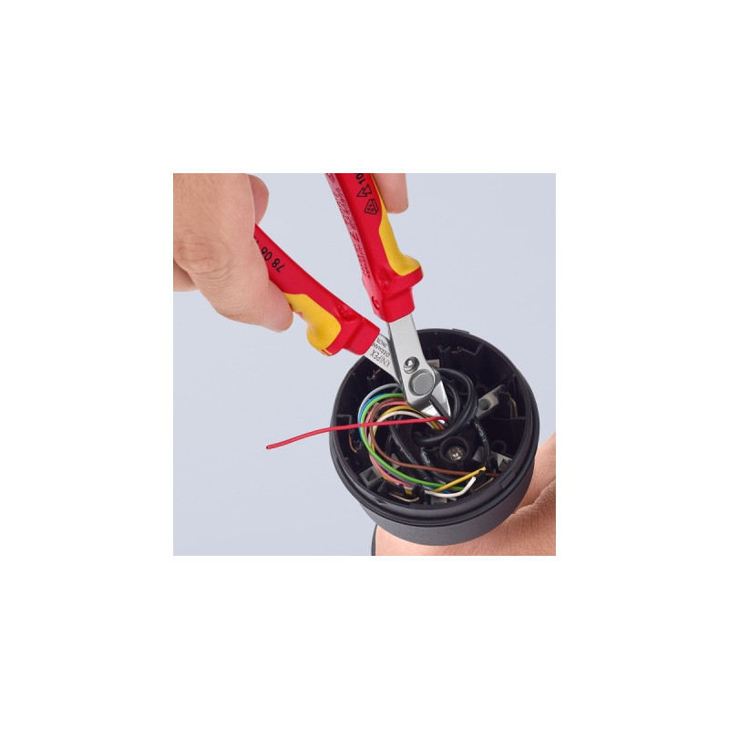 KNIPEX Electronic Super Knips 78 06 125, Elektronik-Zange(rot/gelb, mit Öffnungsfeder und Öffnungsbegrenzung)