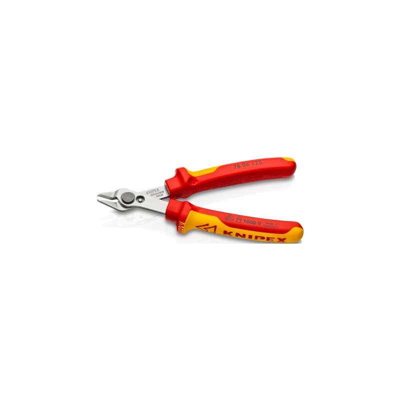 KNIPEX Electronic Super Knips 78 06 125, Elektronik-Zange(rot/gelb, mit Öffnungsfeder und Öffnungsbegrenzung)