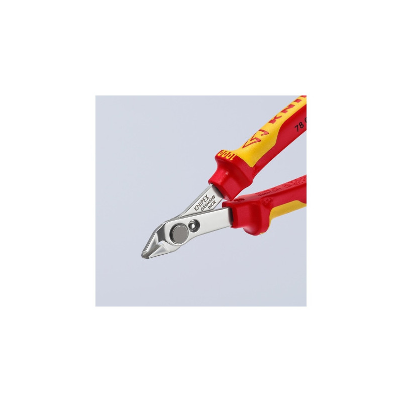 KNIPEX Electronic Super Knips 78 06 125, Elektronik-Zange(rot/gelb, mit Öffnungsfeder und Öffnungsbegrenzung)