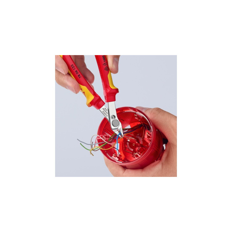 KNIPEX Electronic Super Knips 78 06 125, Elektronik-Zange(rot/gelb, mit Öffnungsfeder und Öffnungsbegrenzung)