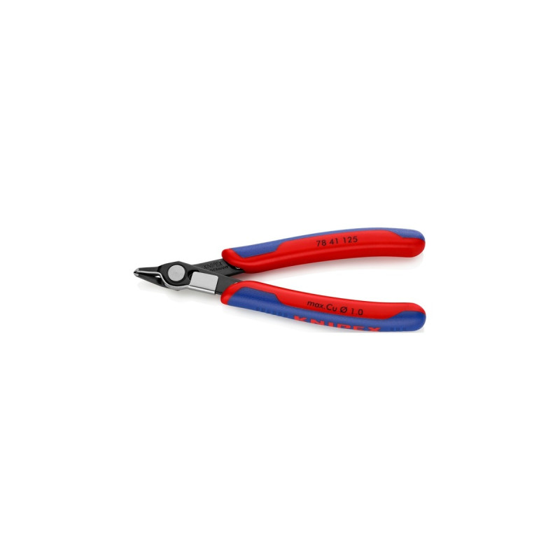 KNIPEX Electronic Super Knips 78 41 125, Elektronik-Zange(rot/blau, mit Öffnungsfeder)