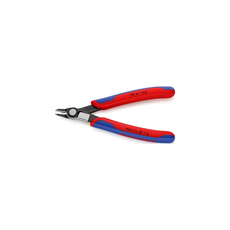 KNIPEX Electronic Super Knips 78 41 125, Elektronik-Zange(rot/blau, mit Öffnungsfeder)