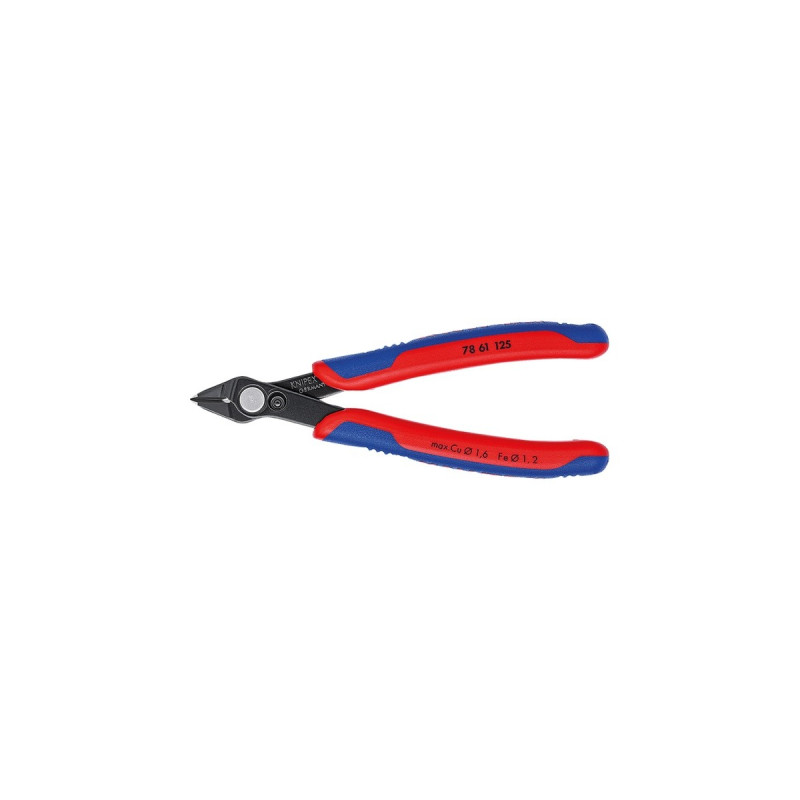KNIPEX Electronic Super Knips 78 61 125 , Elektronik-Zange(rot/blau, mit Öffnungsfeder und Öffnungsbegrenzung)