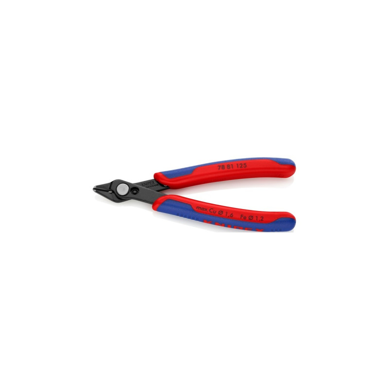 KNIPEX Electronic Super Knips 78 81 125, Elektronik-Zange(rot/blau, mit Öffnungsfeder und Öffnungsbegrenzung)
