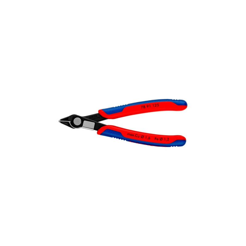 KNIPEX Electronic Super Knips 78 91 125, Elektronik-Zange(rot/blau, mit Öffnungsfeder und Öffnungsbegrenzung)