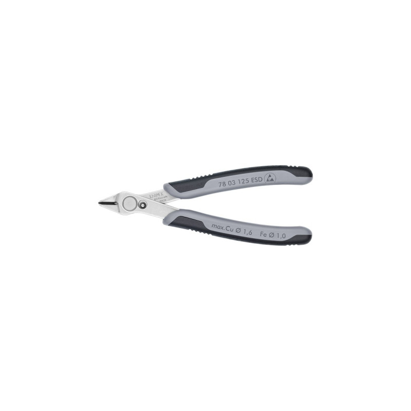 KNIPEX Electronic Super Knips ESD, 78 03 125 ESD, Elektronik-Zange(grau, mit Öffnungsfeder)