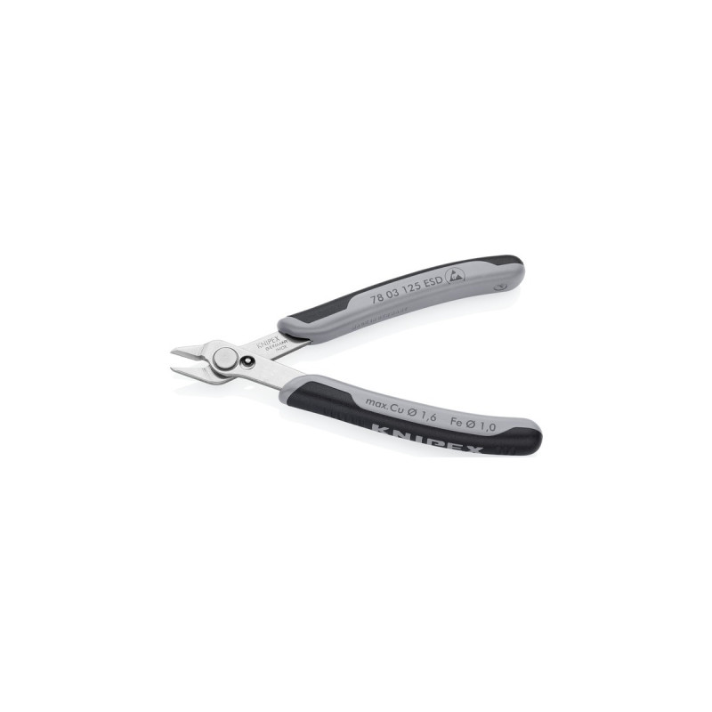 KNIPEX Electronic Super Knips ESD, 78 03 125 ESD, Elektronik-Zange(grau, mit Öffnungsfeder)