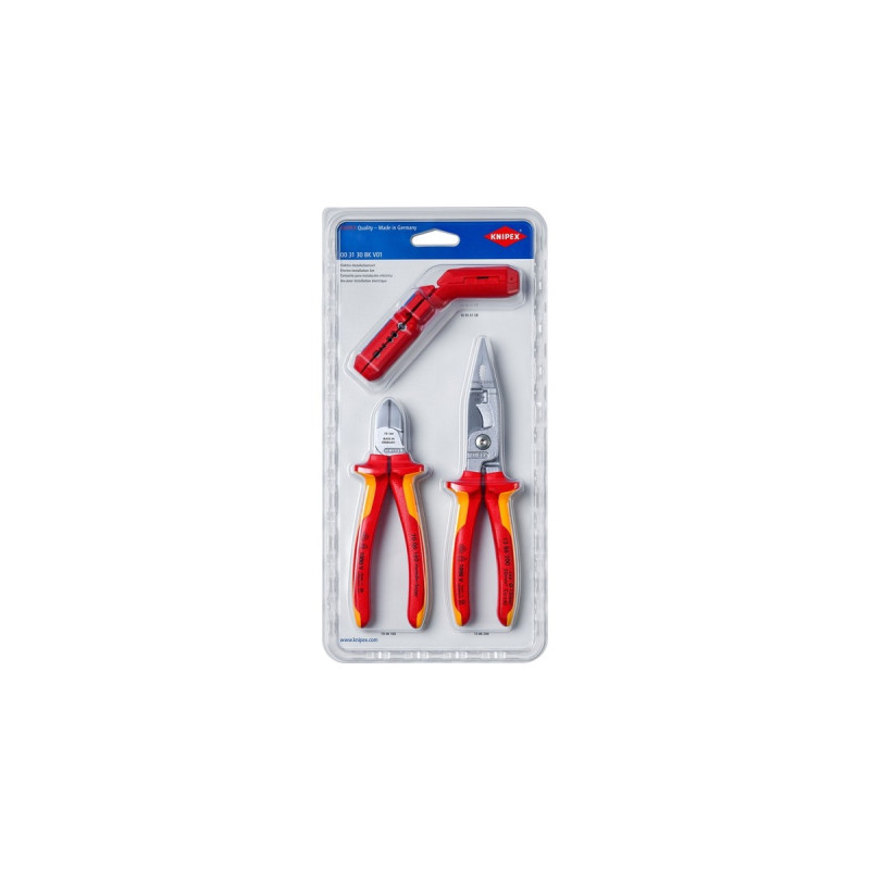 KNIPEX Elektro-Installationsset, 3-teilig, Zangen-Set(rot/gelb)