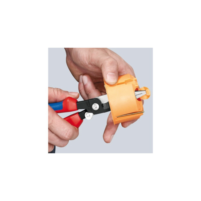 KNIPEX Elektro-Installationszange 13 92 200(rot/blau, schlanke Bauform, geschraubtes Gelenk, aktive Sperrklinge)