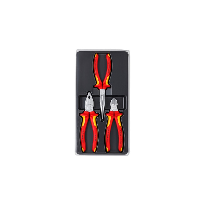 KNIPEX Elektro-Paket 00 20 12 , Zangen-Set(gezahnte Griffflächen, Schneiden mit Facetten)