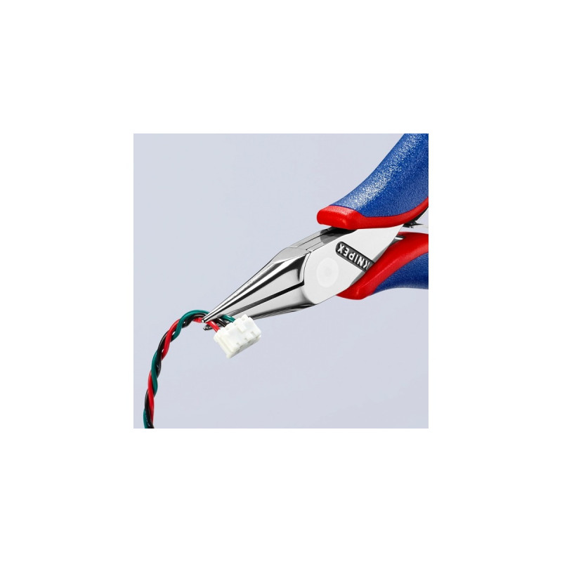 KNIPEX Elektronik-Greifzange 35 22 115, Elektronik-Zange(rot/blau, glatte Greifflächen, Länge 115mm)