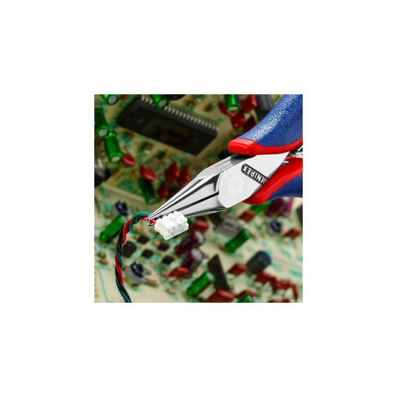 KNIPEX Elektronik-Greifzange 35 22 115, Elektronik-Zange(rot/blau, glatte Greifflächen, Länge 115mm)