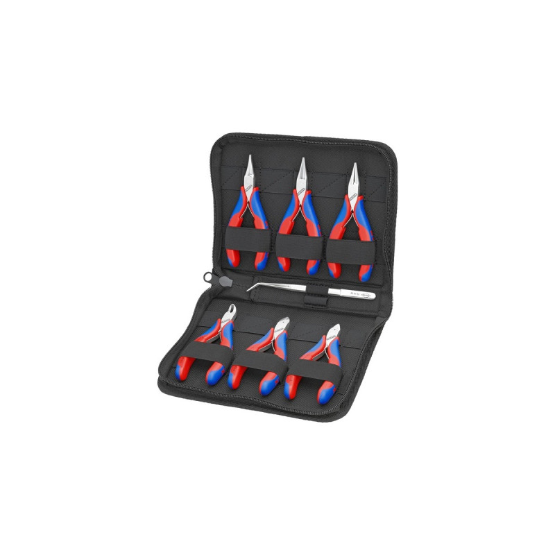 KNIPEX Elektronikzangen-Set 002016, 7-teilig(rot/blau)