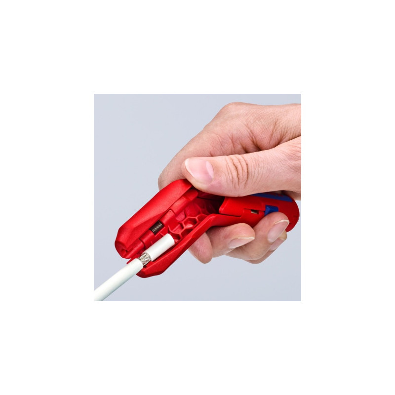 KNIPEX ErgoStrip Universal-Abmantelungswerkzeug, Abisolier-/ Abmantelungswerkzeug(rot/blau, für Rechtshänder)