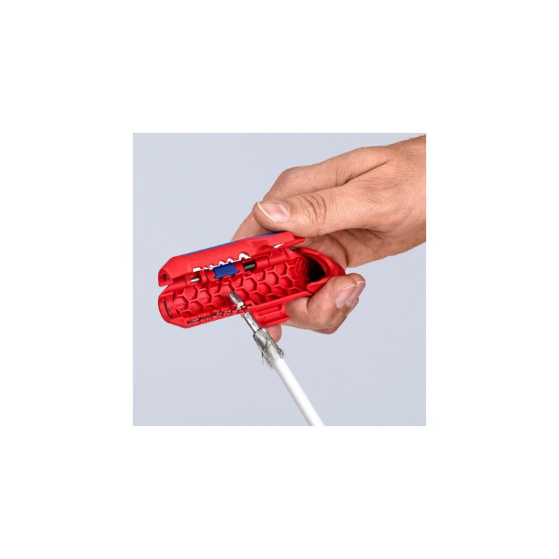 KNIPEX ErgoStrip Universal-Abmantelungswerkzeug, Abisolier-/ Abmantelungswerkzeug(rot/blau, für Rechtshänder)