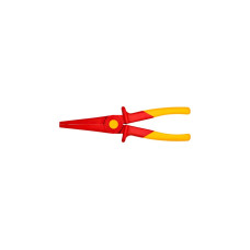 KNIPEX Flachrundzange aus Kunststoff 98 62 02, Greifzange(rot/gelb, gezahnte Greifflächen, isoliert, VDE-geprüft)