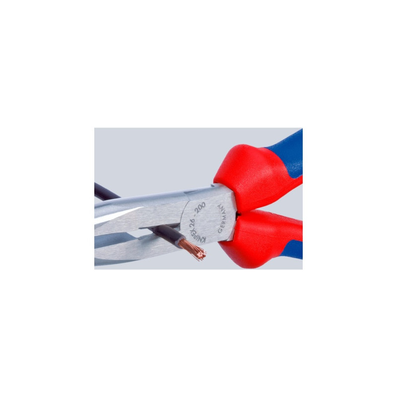 KNIPEX Flachrundzange mit Schneide 26 11 200, Storchschnabelzange, Greifzange(rot/blau, gezahnte Greifflächen, Länge 200mm)