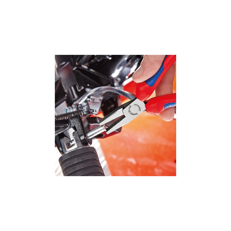 KNIPEX Flachzange 20 02 160, Greifzange(rot/blau, gezahnte Griffflächen)