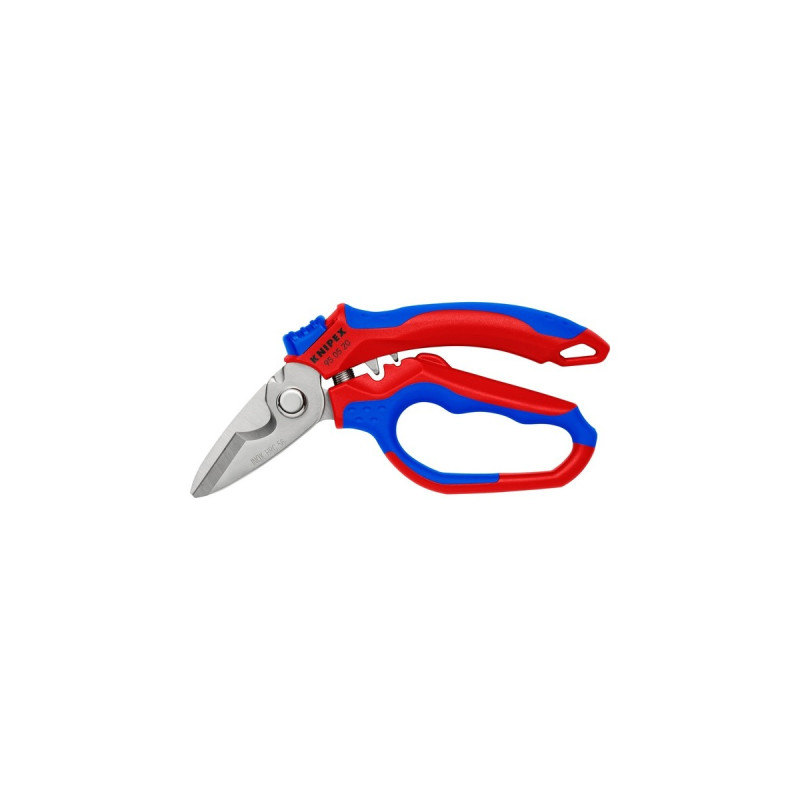 KNIPEX Gewinkelte Elektrikerschere 95 05 20 SB(rot/blau)