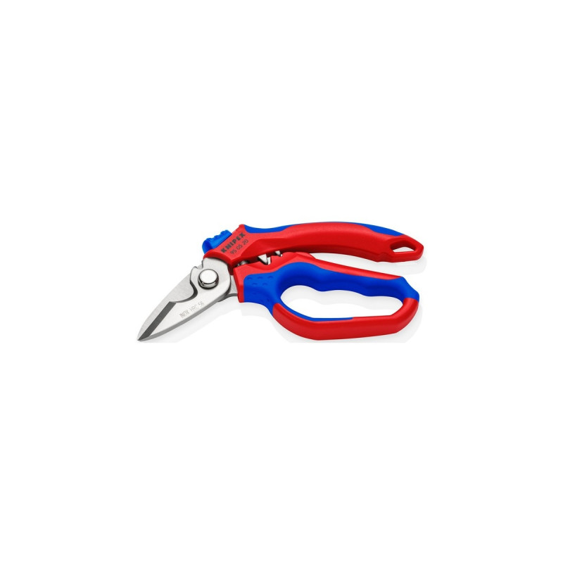 KNIPEX Gewinkelte Elektrikerschere 95 05 20 SB(rot/blau)