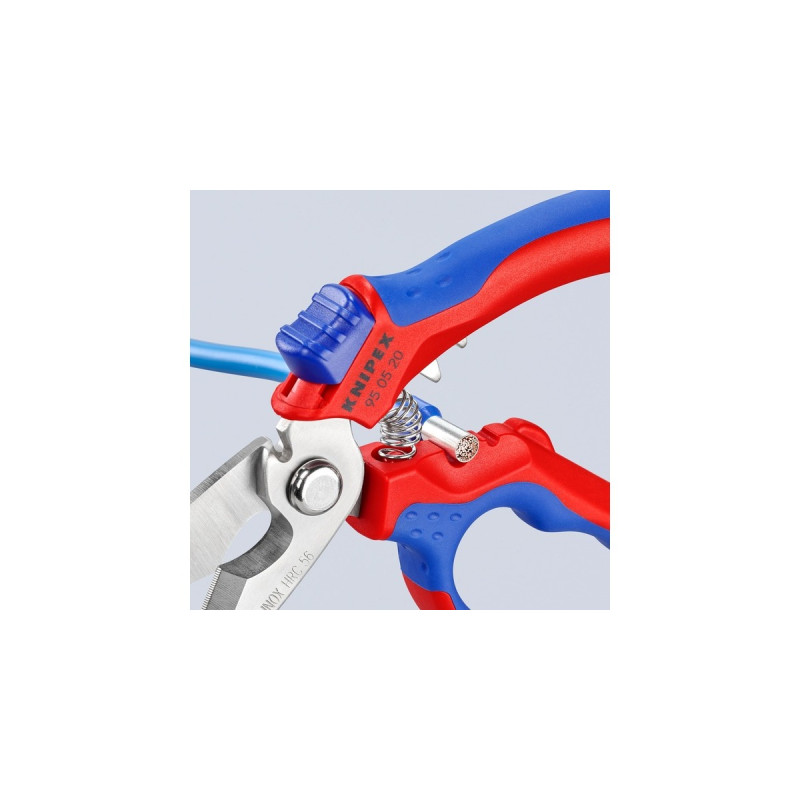 KNIPEX Gewinkelte Elektrikerschere 95 05 20 SB(rot/blau)