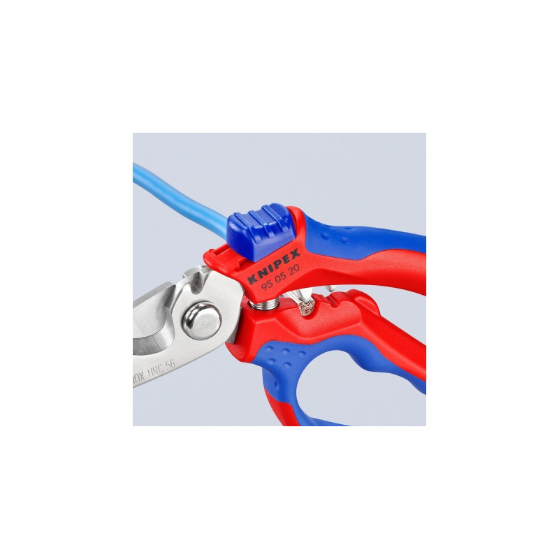 KNIPEX Gewinkelte Elektrikerschere 95 05 20 SB(rot/blau)