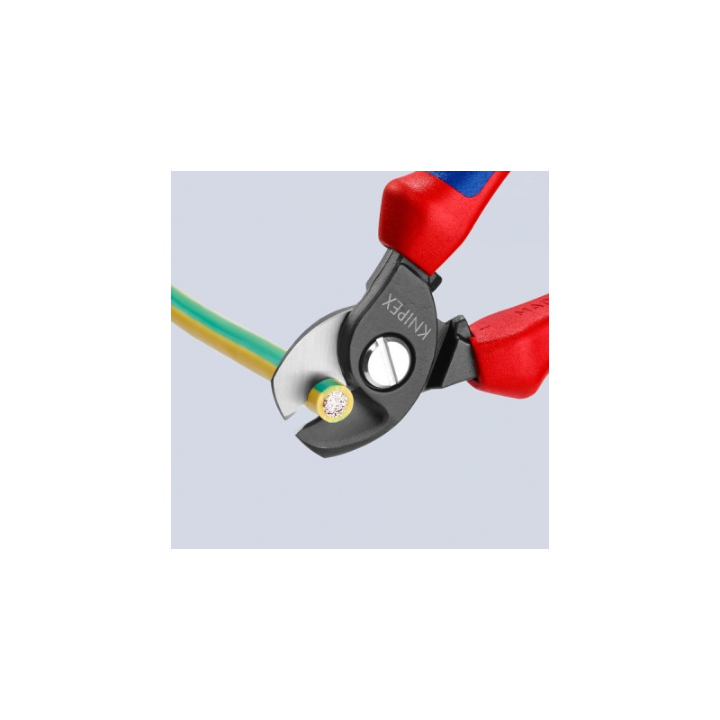 KNIPEX Kabelschere 95 12 165 , Schneid-Zange(für Cu- und Al-Kabel, Klemmschutz)