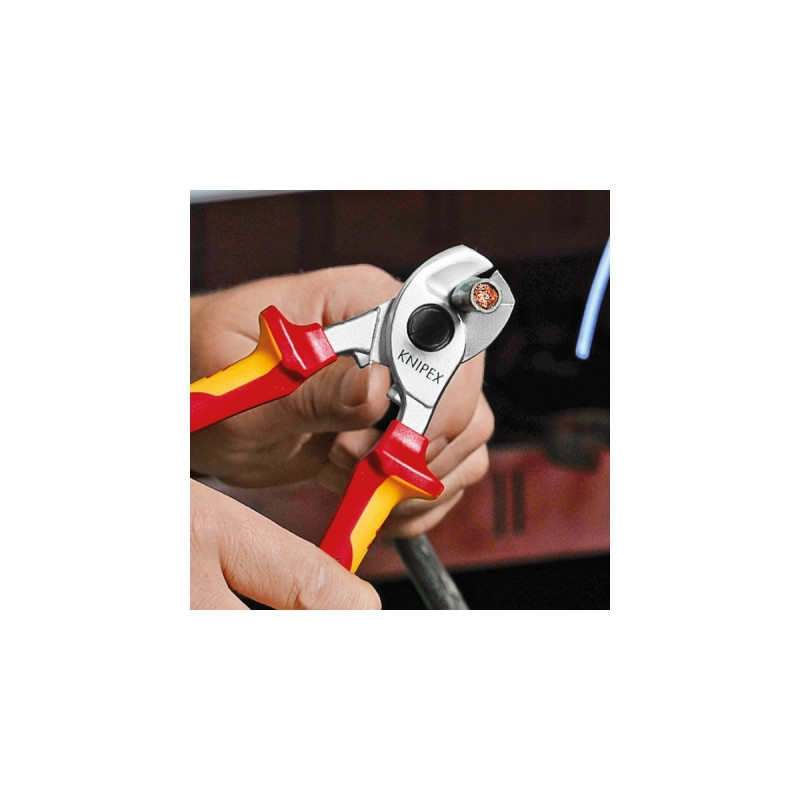 KNIPEX Kabelschere 95 16 165 , Schneid-Zange(für Cu- und Al-Kabel, Klemmschutz, VDE)