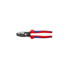 KNIPEX Kabelschere mit Doppelschneide 95 12 200 , Schneid-Zange(rot/blau, Länge 200mm, für Cu- und Al-Kabel)
