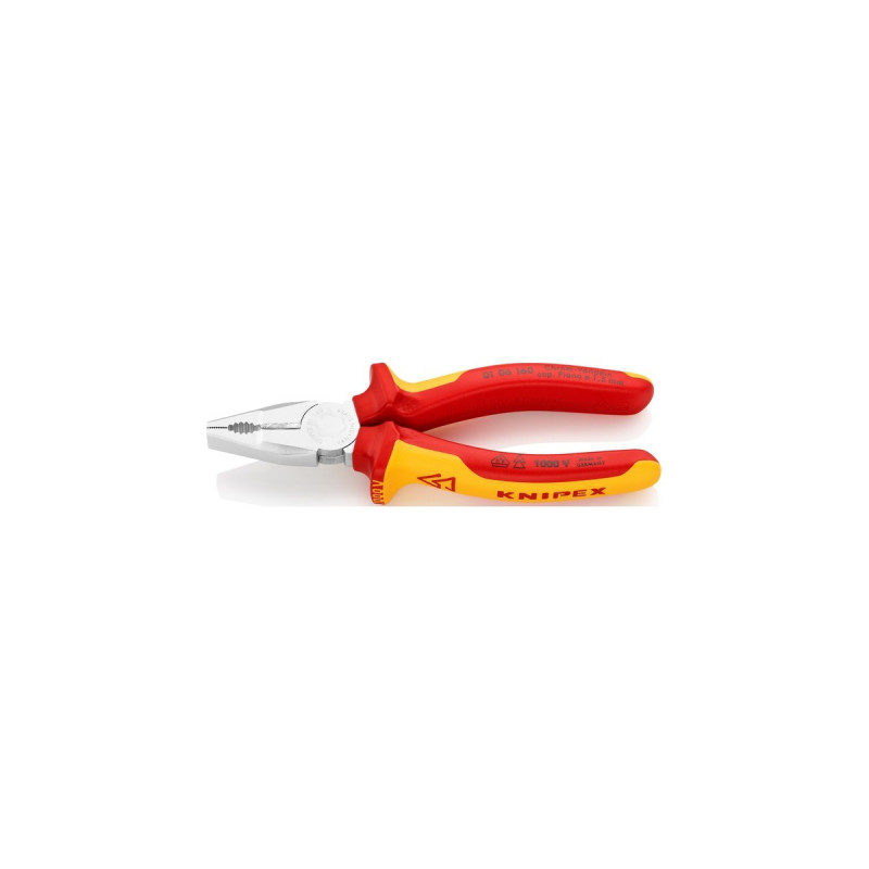KNIPEX Kombizange 01 06 160 VDE(rot/gelb, Griffe isoliert, VDE-geprüft)