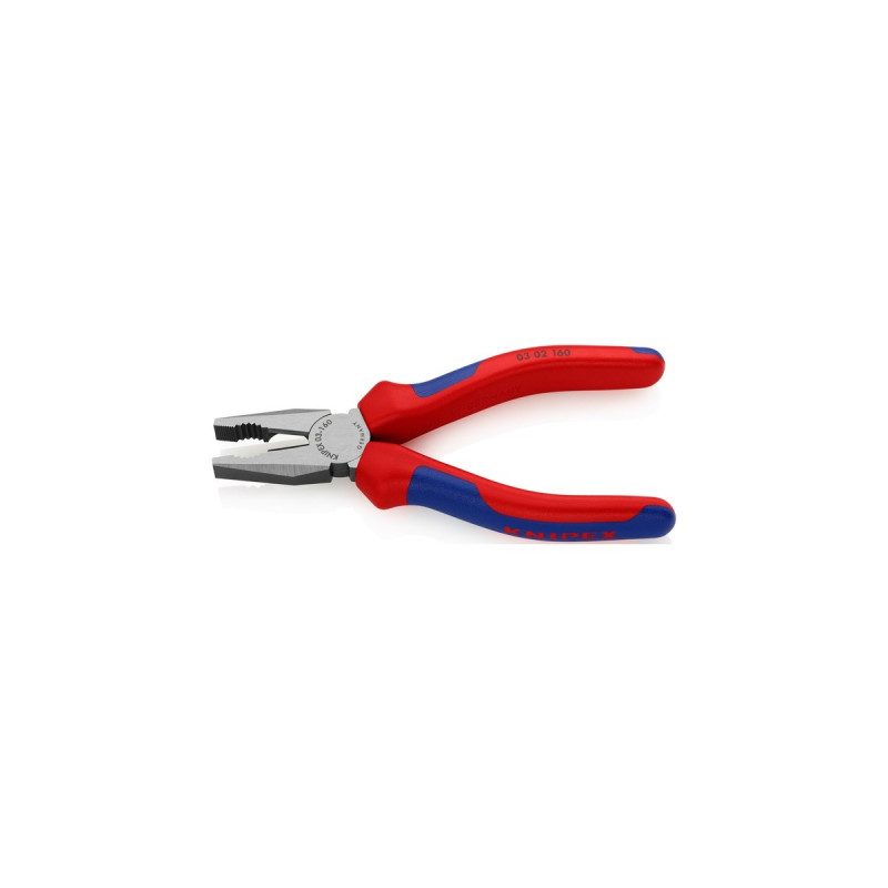 KNIPEX Kombizange 03 02 160(blau, gezahnte Greifflächen, Schneiden mit Facette)