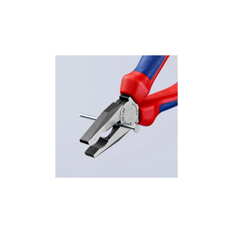KNIPEX Kombizange 03 02 160(blau, gezahnte Greifflächen, Schneiden mit Facette)