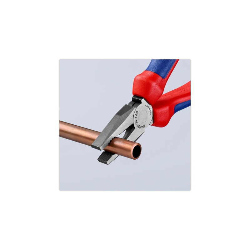 KNIPEX Kombizange 03 02 160(blau, gezahnte Greifflächen, Schneiden mit Facette)