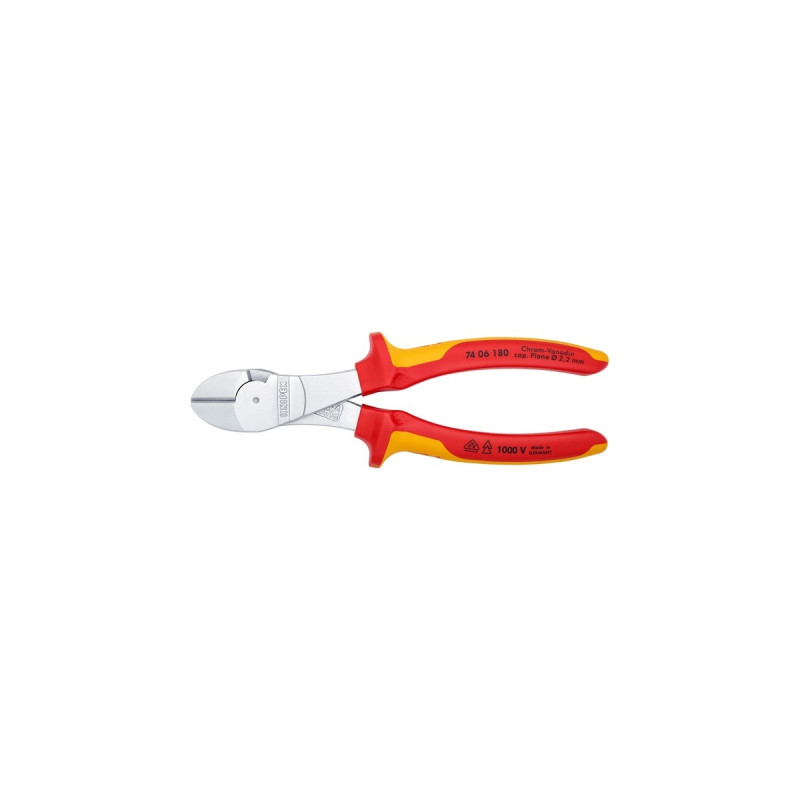 KNIPEX Kraft-Seitenschneider 74 06 180, Schneid-Zange(rot/gelb, VDE-geprüft)