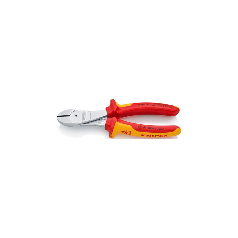 KNIPEX Kraft-Seitenschneider 74 06 180, Schneid-Zange(rot/gelb, VDE-geprüft)