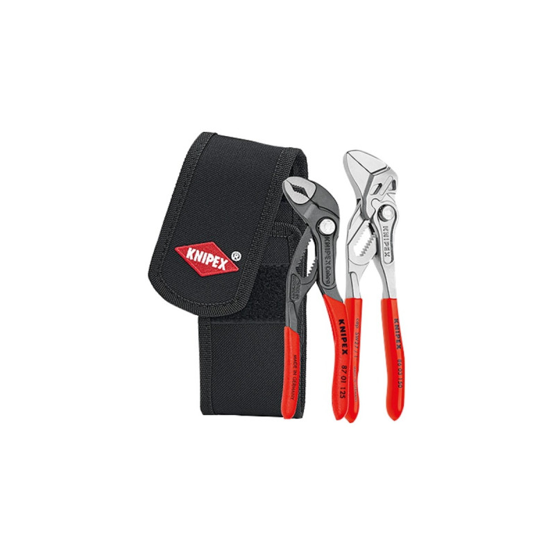 KNIPEX Mini-Zangenset 002072V01, 2-teilig, Zangen-Set(rot/schwarz, in Werkzeug-Gürteltasche)