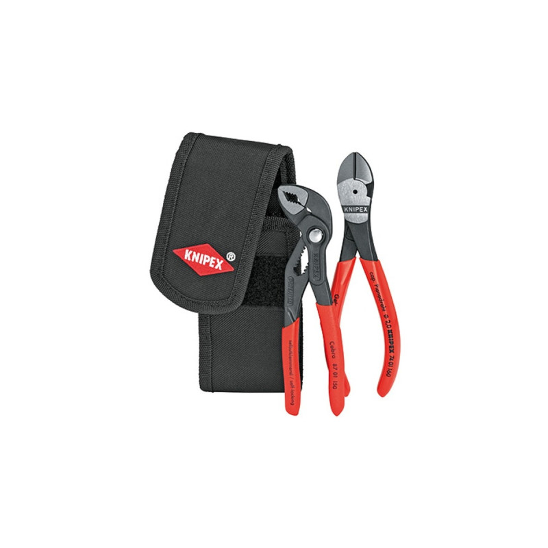KNIPEX Mini-Zangenset 002072V02, 2-teilig, Zangen-Set(rot/schwarz, in Werkzeug-Gürteltasche)