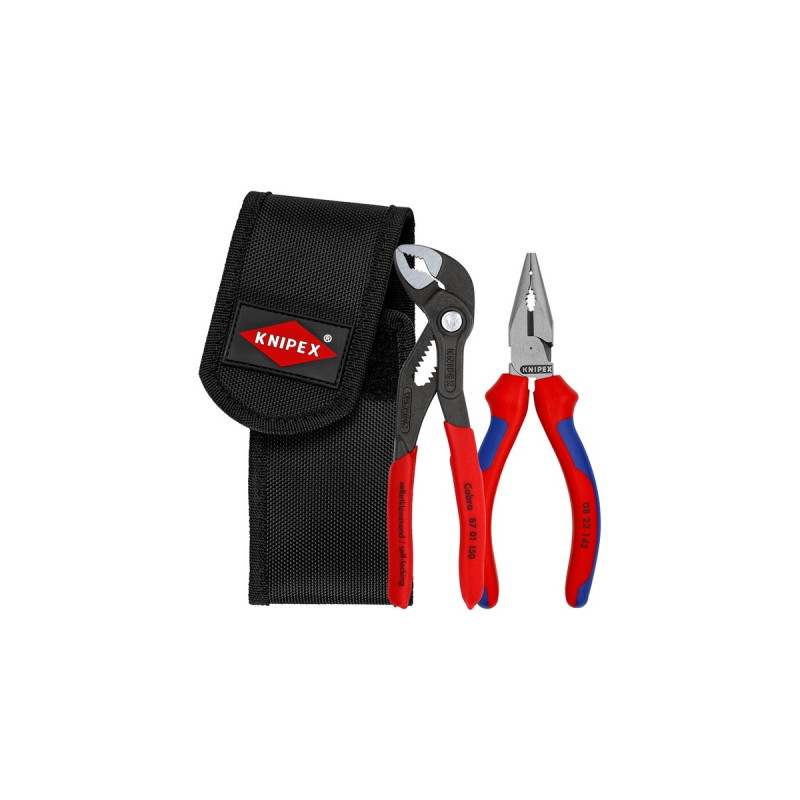 KNIPEX Mini-Zangenset, in Werkzeug-Gürteltasche, Zangen-Set(rot/schwarz, 2-teilig)