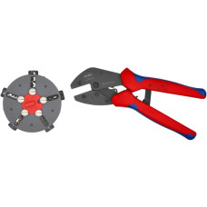 KNIPEX MultiCrimp 97 33 02, mit Wechselmagazin, Crimpzange(rot/blau, inkl. 5 Crimpeinsätzen)